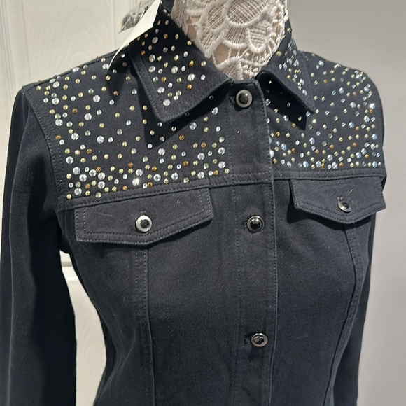 Brand new Dream Jeannes Quacker Factory Deep Win Button Jacket Rhinestones - Picture 2 of 10